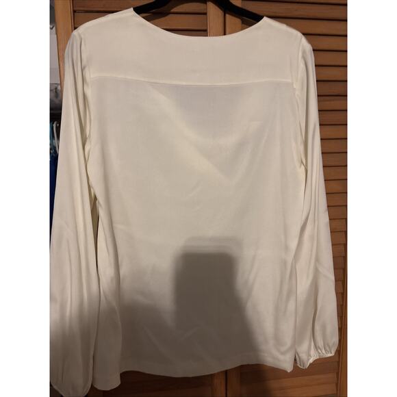 Theory Ivory Size Large Long Sleeve Blouse Preowned - Picture 6 of 6